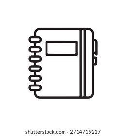 Notebook Icon in black line style icon, style isolated on white background
