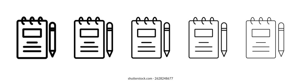 Notebook icon in black. Vector illustration for graphic design
