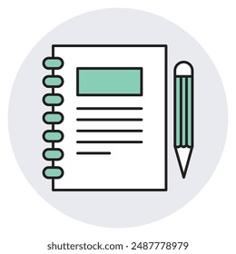 notebook icon, Blank Notebook Icon for Writing and Sketching, Vector  of a Journal or Diary, Notepad Icon for Taking Notes icon