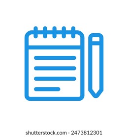 Notebook icon with blue line design
