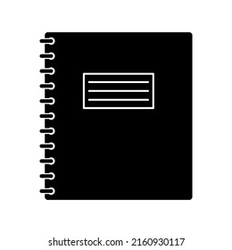 Notebook icon. Book, magazine, diary. Black silhouette. Front side view. Vector simple flat graphic illustration. Isolated object on a white background. Isolate.