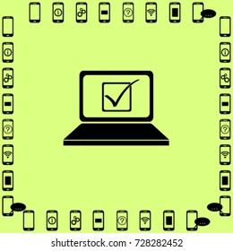 Notebook icon, checkmark vector illustration