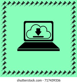 Notebook icon, clouds download vector illustration