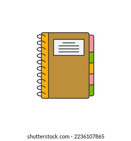 Notebook icon in color, isolated on white background 
