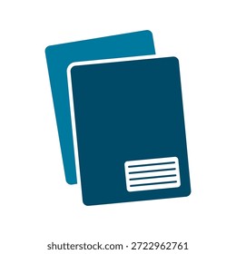 Icono de cuaderno. Silueta de color. Vista frontal. Vector simple ilustración gráfica plana. Objeto aislado sobre un fondo blanco.