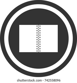 Notebook icon , dark circle sign design