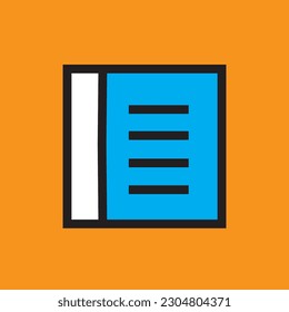 Notebook icon design features a simplified representation of a closed book with lines, symbolizing a digital or physical notebook for writing and note-taking.