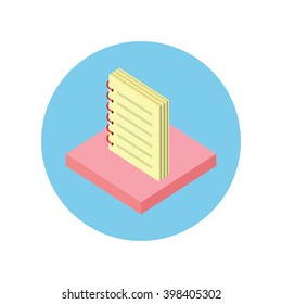 Notebook icon design flat isolated round. Note notebook paper, book and paper modern notebook business, blank page, spiral binder notebook vector illustration