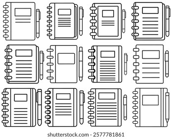 Notebook Icon Design Line Art Flat Vector Illustration