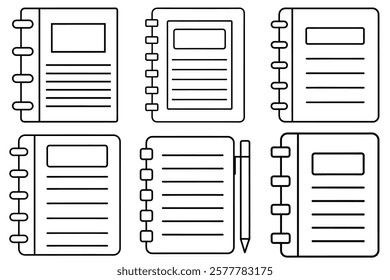 Notebook Icon Design Line Art Flat Vector Illustration