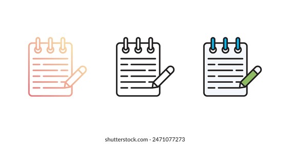Diseño de icono de cuaderno con fondo blanco ilustración de stock