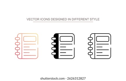 Design de ícone de notebook com ilustração de estoque de fundo branco