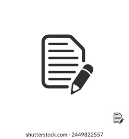 Notebook icon. Diary Book. Reminder sign. Shopping list. Notes sign. Symbol of Notebook. Worksheet sign. File icon. Pictogram letter. Office documents. Notes icon. Survey. Edit file. Pencil icon. Task