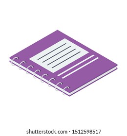 
Notebook icon, diary icon in isometric style 
