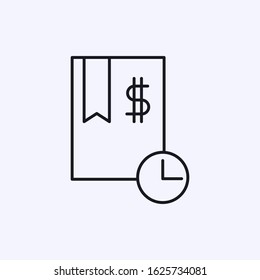 Notebook icon with a dollar and clock symbol