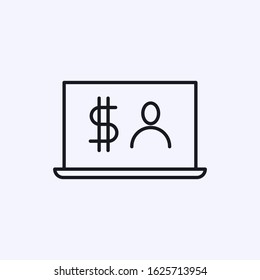 Notebook icon with dollar and man symbol on the screen
