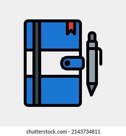 Icono de bloc de notas en estilo de línea rellena, uso para presentación de aplicación móvil del sitio web