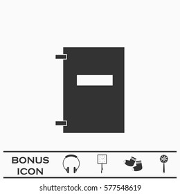 Notebook icon flat. Black pictogram on white background. Vector illustration symbol and bonus button