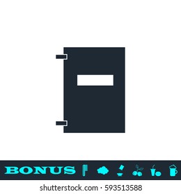 Notebook icon flat. Black pictogram on white background. Vector illustration symbol and bonus button