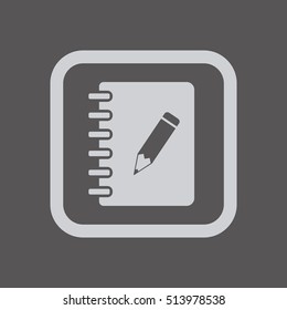 Notebook  icon.  Flat design.