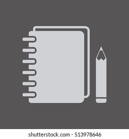 Notebook  icon.  Flat design.