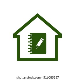 Notebook  icon.  Flat design.