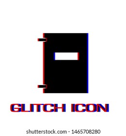 Notebook icon flat. Simple pictogram - Glitch effect. Vector illustration symbol