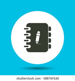 Notebook icon. Flat vector illustration in black on white background.