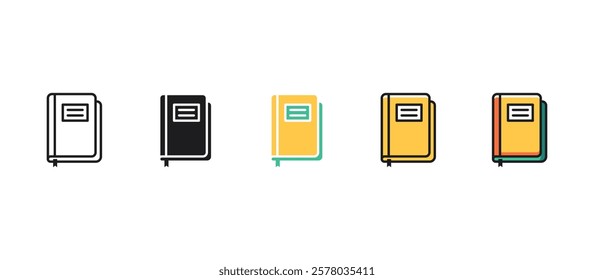 Notebook icon in flat vector style, ideal for office, school, notes, journaling, writing, and stationery. Perfect for educational, productivity, and creative digital designs.