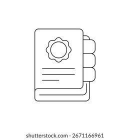 Notebook icon with a flower like emblem