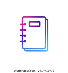 Notebook icon with gradient purple effect.