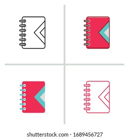 Icono de portátil. Ilustración de elemento gráfico con estilo diferente en fondo blanco. Ilustración vectorial. 