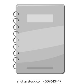 Notebook icon. Gray monochrome illustration of notebook vector icon for web