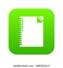 Notebook icon green vector isolated on white background