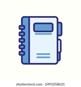 icono de cuaderno, aislado icono azul tema lugar de trabajo
