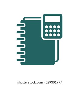 Notebook  icon, isolated  Flat design.