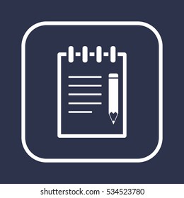 Notebook  icon, isolated  Flat design.