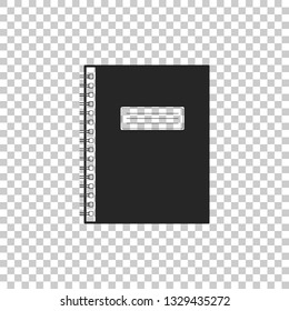Notebook icon isolated on transparent background. Spiral notepad icon. School notebook. Writing pad. Diary for business. Notebook cover design. Office stationery item. Flat design. Vector Illustration