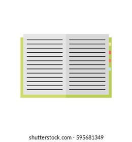 Notebook icon isolated on white background. Open notebook. Education, business tool. Flat vector design illustration. 