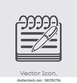 Notebook. Icon isolated sign symbol and flat style for app, web and digital design. Vector illustration.