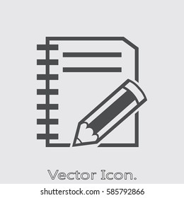 Notebook. Icon isolated sign symbol and flat style for app, web and digital design. Vector illustration.