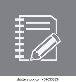 Notebook. Icon isolated sign symbol and flat style for app, web and digital design. Vector illustration.