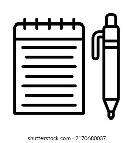 Icono de bloc de notas. Diseño De Estilo De Arte De Línea Aislado En Fondo Blanco