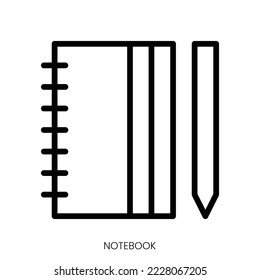 notebook icon. Line Art Style Design Isolated On White Background