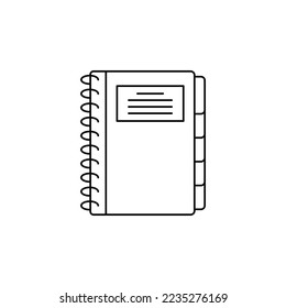 Icono de bloc de notas en icono de estilo de línea, aislado en fondo blanco