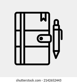 Notebook icon in line style, use for website mobile app presentation