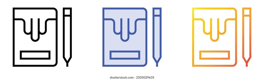 notebook icon. Linear, Blue Fill and Gradient Style Design Isolated On White Background