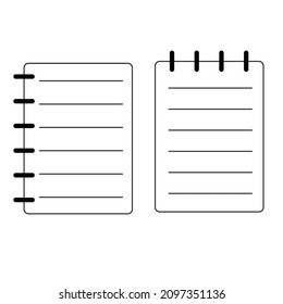 Notebook icon. Linear paper. Spiral ring. Logo design. Business concept. Simple art. Vector illustration. Stock image. 
