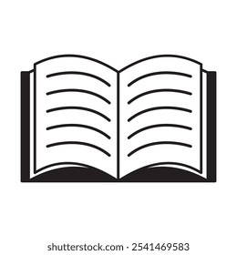 Notebook icon. Lined pages graphic. Open book symbol. Vector element.