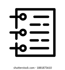 Icono de bloc de notas o logotipo símbolo de signo aislado ilustración vectorial - iconos vectoriales de estilo negro de alta calidad
